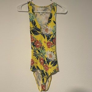 Free People Yellow Floral bodysuit GUC
